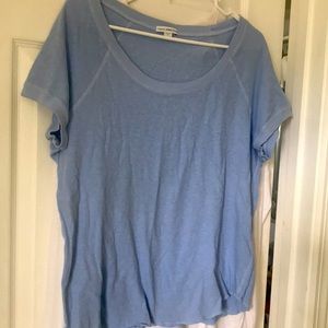 James Perse Deep V-Neck Slub Knit Oversized Tee in Aurora